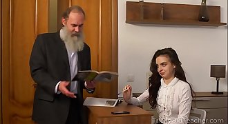 Tricky Old Teacher - Old teacher with her beautiful natural boobs Milana Witchs
