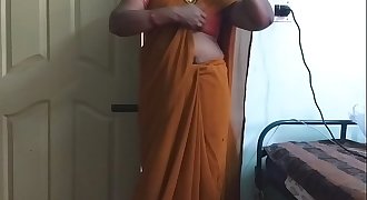 desi north indian horny cheating wifey wearing saree vanitha showing big knockers and shaved pussy press hard knockers press nip rubbing pussy masturbation
